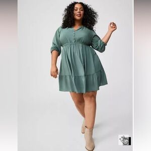 Torrid Sage Mini Challis Shirt Dress Size 2X